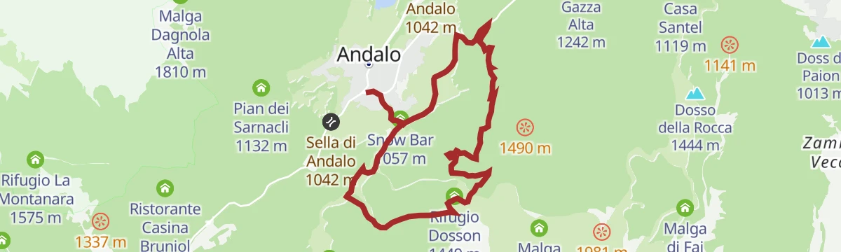 Route map: Walk from Andalo to Dosson